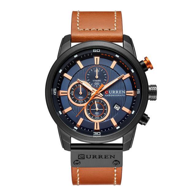 Men's Waterproof Elegant Sport Watch With Chronometers Day View, Leather Belts And Hardlex Scratch Resistant Glass Perfect Gift For Him
