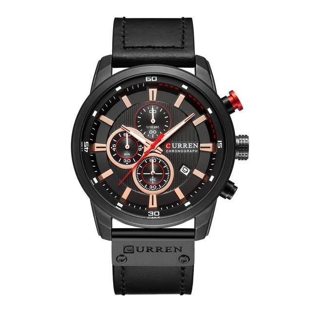 Men's Waterproof Elegant Sport Watch With Chronometers Day View, Leather Belts And Hardlex Scratch Resistant Glass Perfect Gift For Him