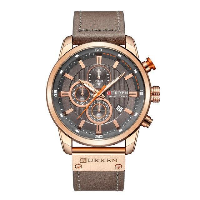 Men's Waterproof Elegant Sport Watch With Chronometers Day View, Leather Belts And Hardlex Scratch Resistant Glass Perfect Gift For Him