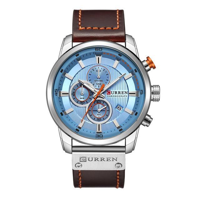 Men's Waterproof Elegant Sport Watch With Chronometers Day View, Leather Belts And Hardlex Scratch Resistant Glass Perfect Gift For Him