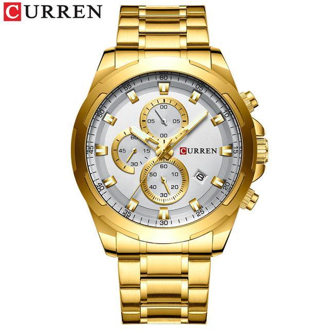 Men's Water Resistant Watch With Chronometers Day View Unique Design Perfect Gift