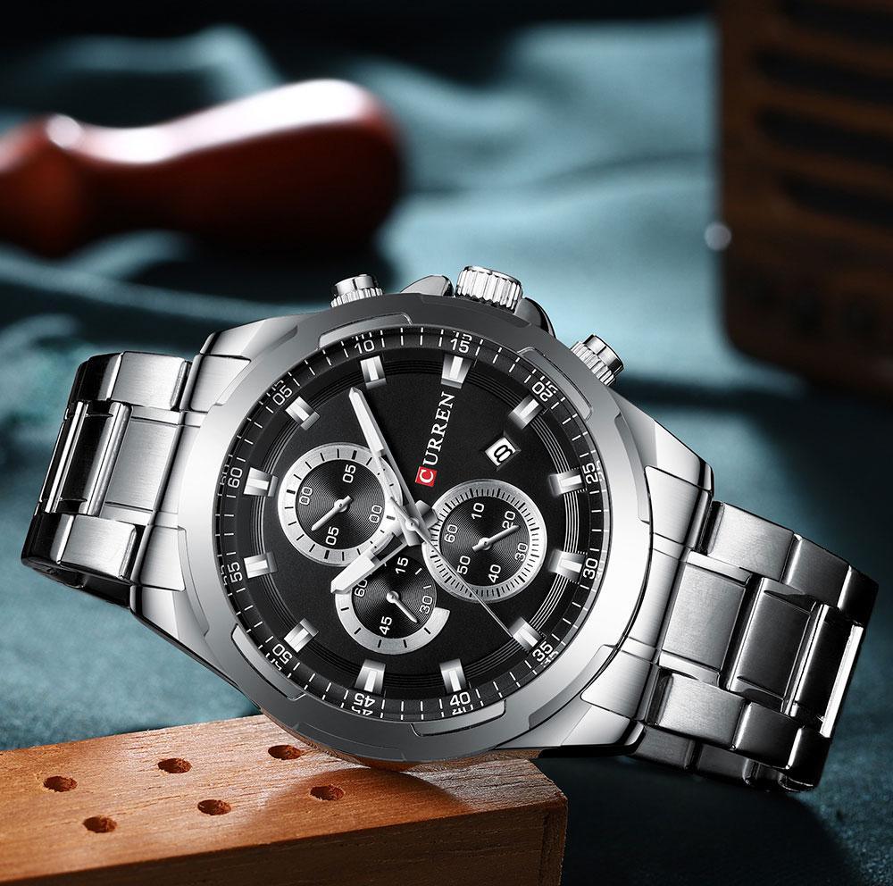 Men's Water Resistant Watch With Chronometers Day View Unique Design Perfect Gift