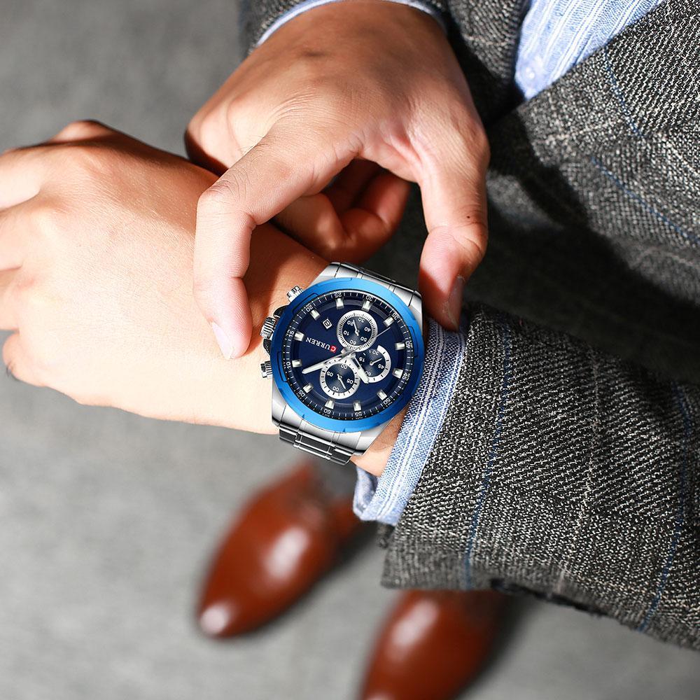 Men's Water Resistant Watch With Chronometers Day View Unique Design Perfect Gift