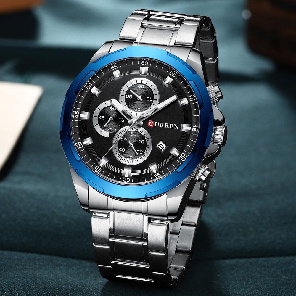 Men's Water Resistant Watch With Chronometers Day View Unique Design Perfect Gift