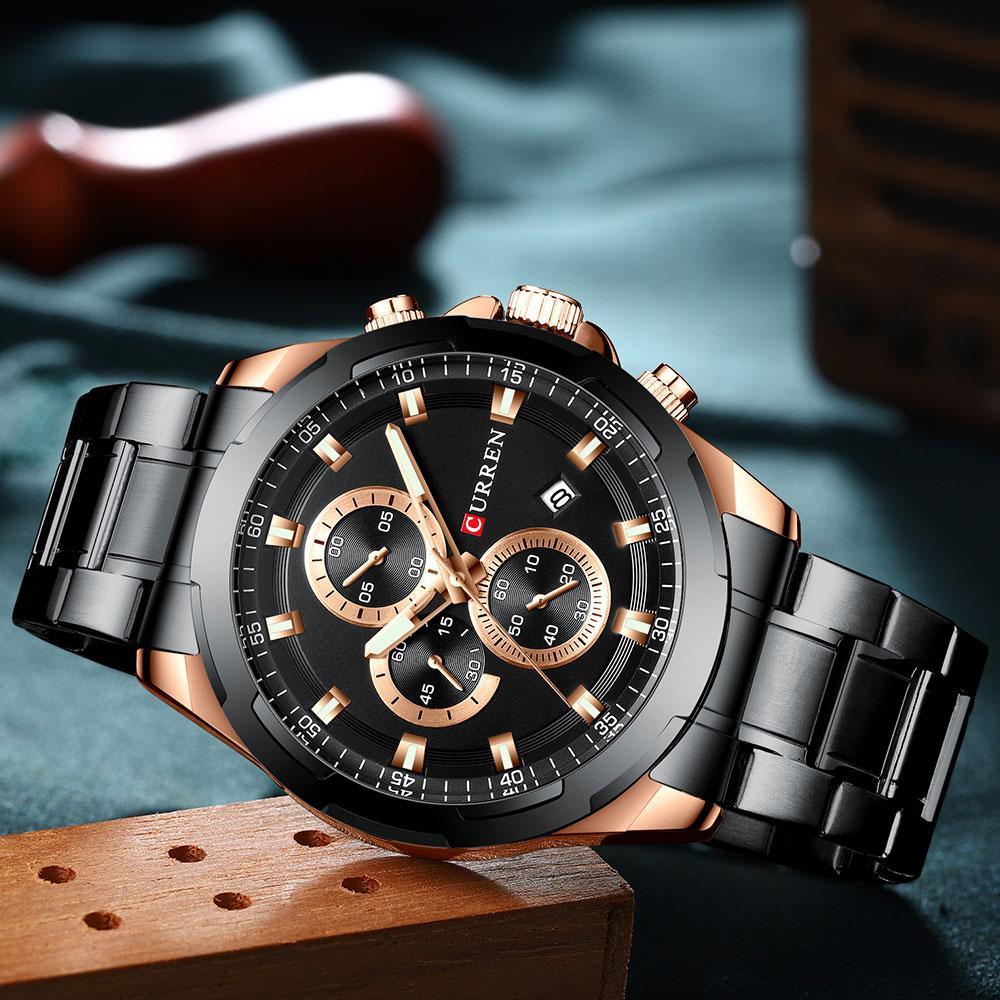 Men's Water Resistant Watch With Chronometers Day View Unique Design Perfect Gift