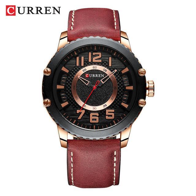 Men's Waterproof Sport Watch With Leather Belts And Large Numbers Details Unique Design Perfect Gift