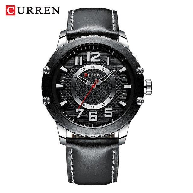Men's Waterproof Sport Watch With Leather Belts And Large Numbers Details Unique Design Perfect Gift
