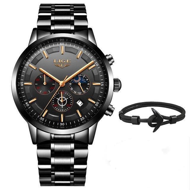 Men's Waterproof Watch With Chronometers And Date Display Unique Design Perfect Gift