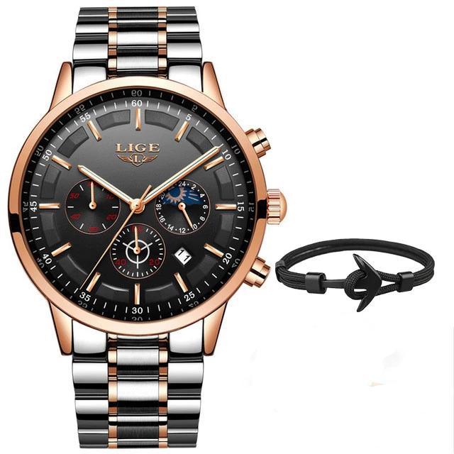 Men's Waterproof Watch With Chronometers And Date Display Unique Design Perfect Gift