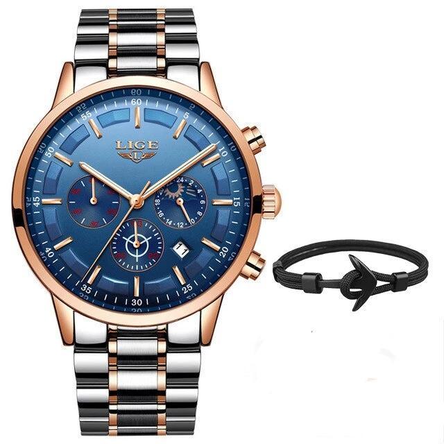 Men's Waterproof Watch With Chronometers And Date Display Unique Design Perfect Gift