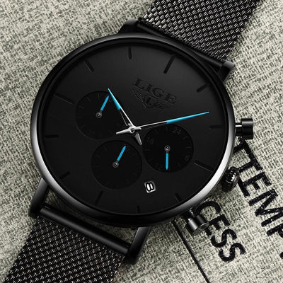 Men's Elegant Waterproof Watch With Chronometers And Color Hands Unique Design Excellent Look