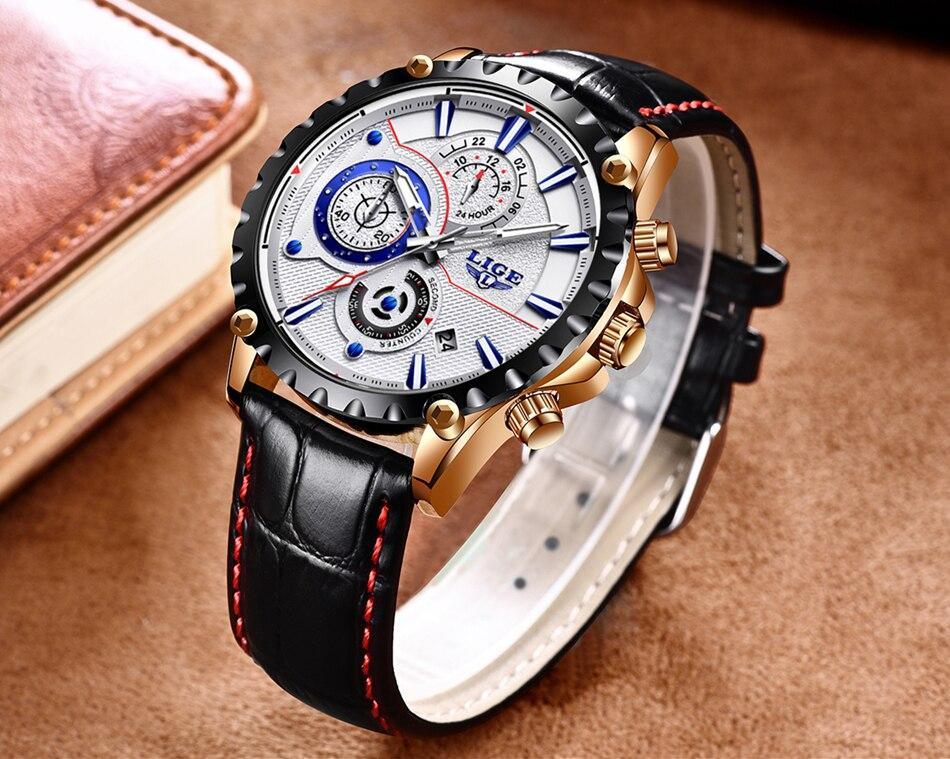 Business Elegant Men's Watch With Chronometers Day View Fluorescent Hands Excellent Look Unique Design Perfect Gift For Your Man