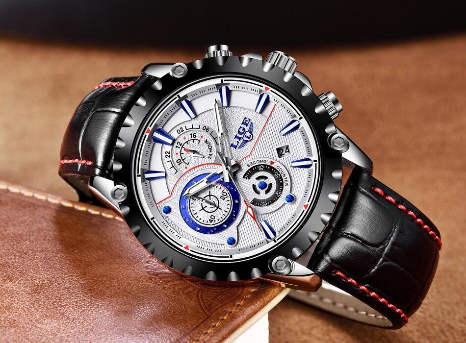 Business Elegant Men's Watch With Chronometers Day View Fluorescent Hands Excellent Look Unique Design Perfect Gift For Your Man