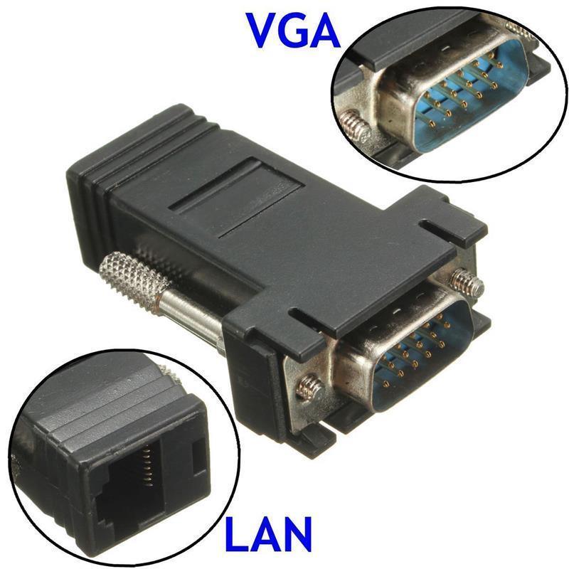 1pcs VGA Extender Male To LAN Video CAT5 CAT6 RJ45 Network VGA Extender To RJ45 Network Cable Adapter DB15 Port To RJ45 Enternet For Multimedia TV