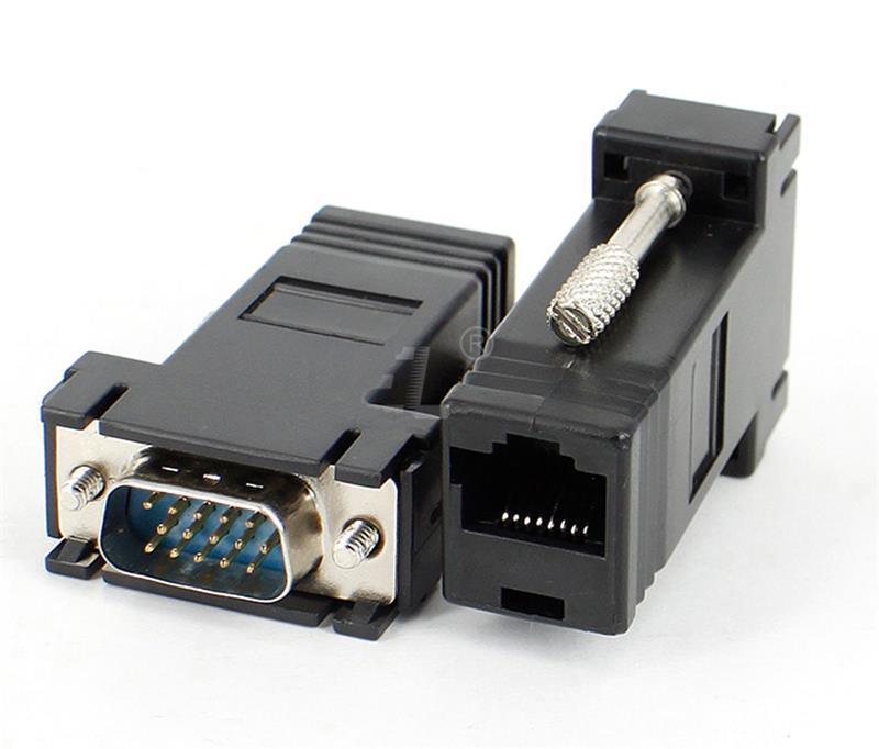 1pcs VGA Extender Male To LAN Video CAT5 CAT6 RJ45 Network VGA Extender To RJ45 Network Cable Adapter DB15 Port To RJ45 Enternet For Multimedia TV