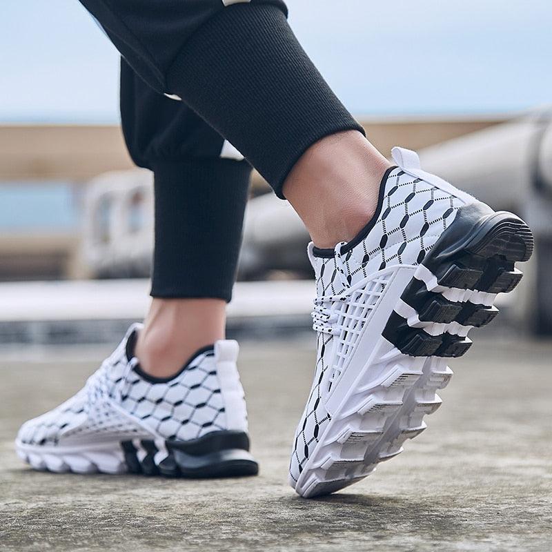 Mens Lightweight Breathable White Sneakers Casual Spring New Fashion Comfortable Walking Slip-On Sneakers Breathable Fashion Athletic Gym Casual Tennis Sneakers Modern Design Shoes