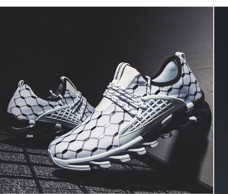Mens Lightweight Breathable White Sneakers Casual Spring New Fashion Comfortable Walking Slip-On Sneakers Breathable Fashion Athletic Gym Casual Tennis Sneakers Modern Design Shoes
