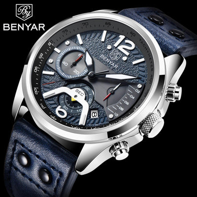 New Men Watch Top Sport Design Waterproof Men Quartz Military Wristwatch Leather Strap Analog Men Watch