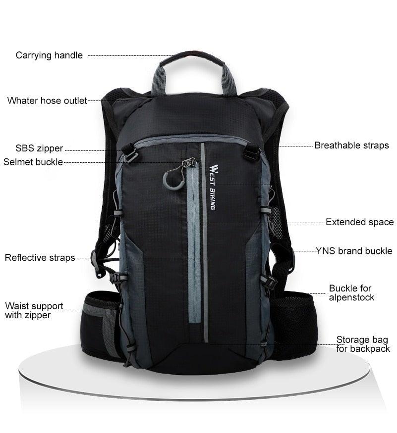 Bike Bags Portable Waterproof Backpack Cycling Water Bag Outdoor Sport Climbing Hiking Pouch Hydration Backpack Bike Backpack Mountain Biking Daypack Cycling Hiking Bicycle 10L