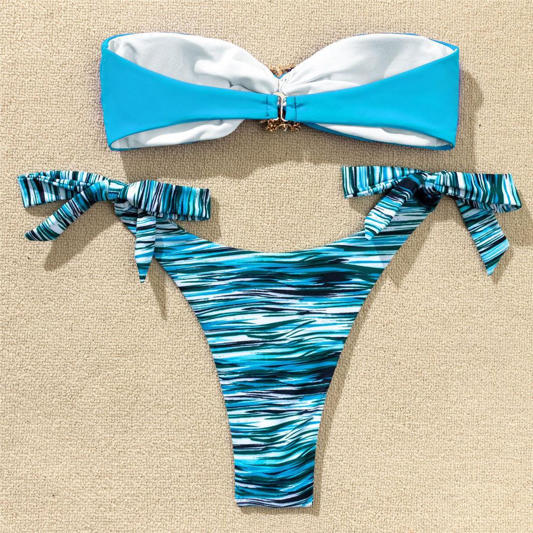 Shiny Rhinestone Strapless Bikini Female Women 2PCS Shiny Diamond Bikini Set Bra Swimsuit Bathing Suit Swimsuit Women Swimwear Two-pieces Luxury Bikini Set Bather Bathing Suit Swimwear