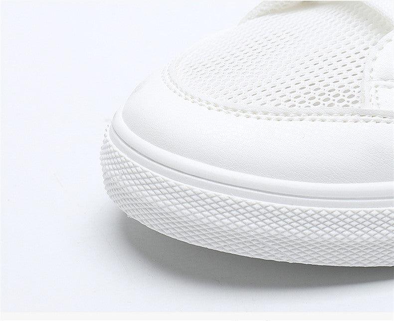 Women's White Casual Sneakers Spring Summer Breathable Flats Solid Color Mesh Shoes Fashion White Flat Sneakers Women Workout Tennis Walking Gym Fashion Sneakers