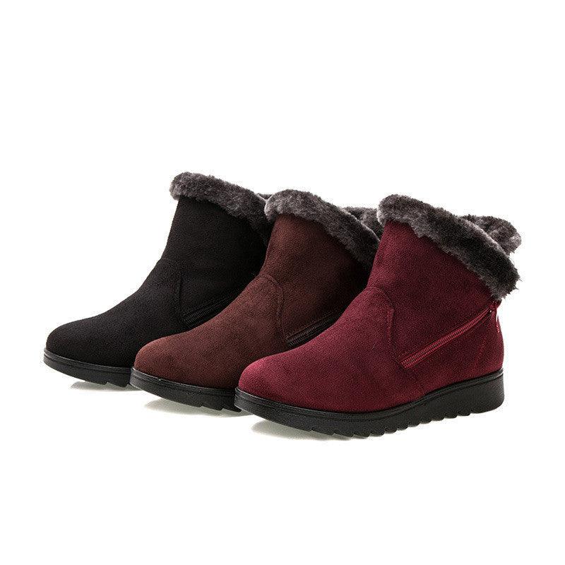 Beautiful Red Womens Ankle Boots New Fashion Waterproof Platform Winter Warm Snow Boots Outdoor Warm Mid-Calf Boot Non-Slip Water Resistant Winter Cold Weather Elegant Shoes
