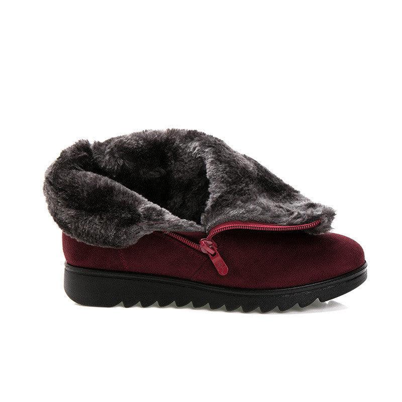 Beautiful Red Womens Ankle Boots New Fashion Waterproof Platform Winter Warm Snow Boots Outdoor Warm Mid-Calf Boot Non-Slip Water Resistant Winter Cold Weather Elegant Shoes