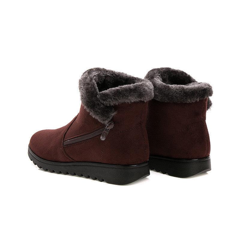 Beautiful Red Womens Ankle Boots New Fashion Waterproof Platform Winter Warm Snow Boots Outdoor Warm Mid-Calf Boot Non-Slip Water Resistant Winter Cold Weather Elegant Shoes