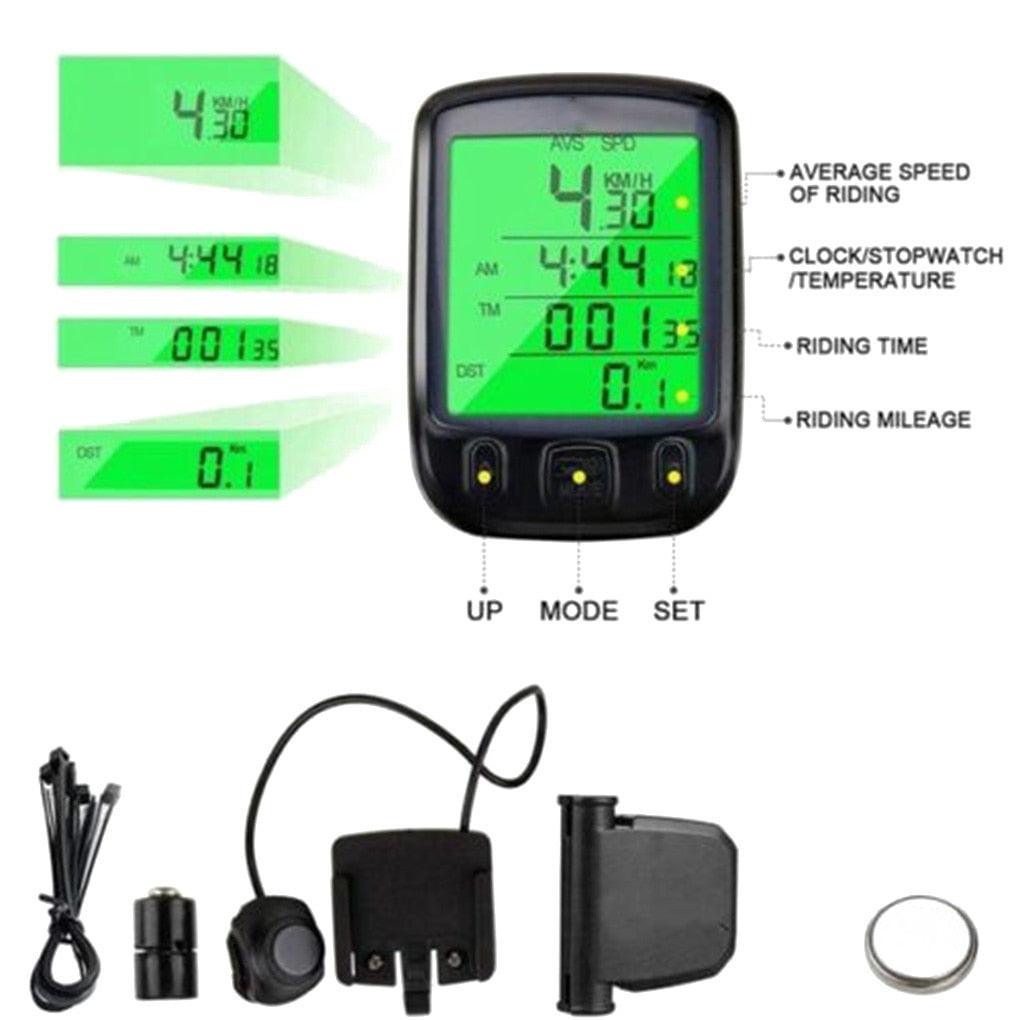 LCD Digital Bicycle Computer Waterproof Cycle Bike Stopwatch Wire Odometer Speedometer Automatic Wake-Up Cycling Computer LCD Backlight Displays Cycling Accessories Accurate Speed Tracking