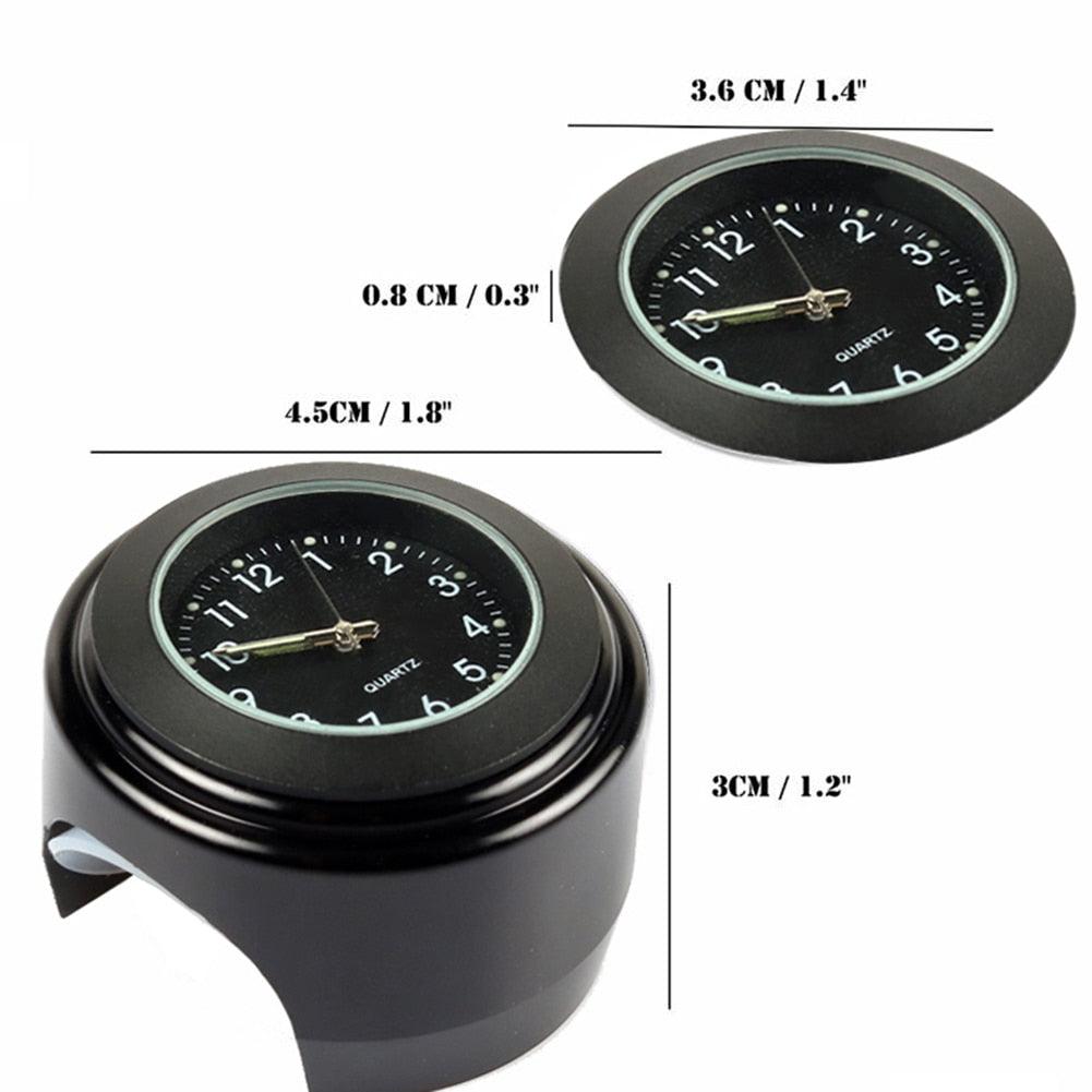 22-25mm Multi-functional Motorcycle Handlebar Mount Clock Universal Waterproof Motorcycle Handlebar Watch Durable Practical Classic Waterproof Luminous Quartz Watch