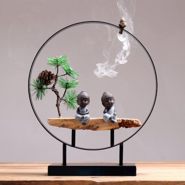 Sitting Monks Big Backflow Incense Burner