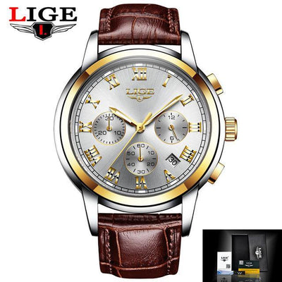 Men's Elegant Watch With Chronometers And Leather Belts Business Style Perfect Gift Excellent Look
