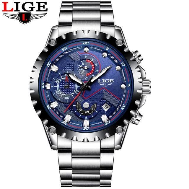Men's Watch With Chronometers Day Display And Fluorescent Hands Unique Design Excellent Gift