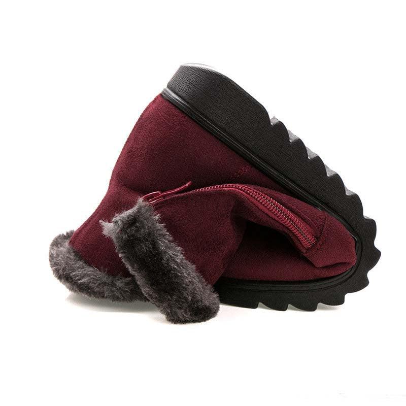 Beautiful Red Womens Ankle Boots New Fashion Waterproof Platform Winter Warm Snow Boots Outdoor Warm Mid-Calf Boot Non-Slip Water Resistant Winter Cold Weather Elegant Shoes