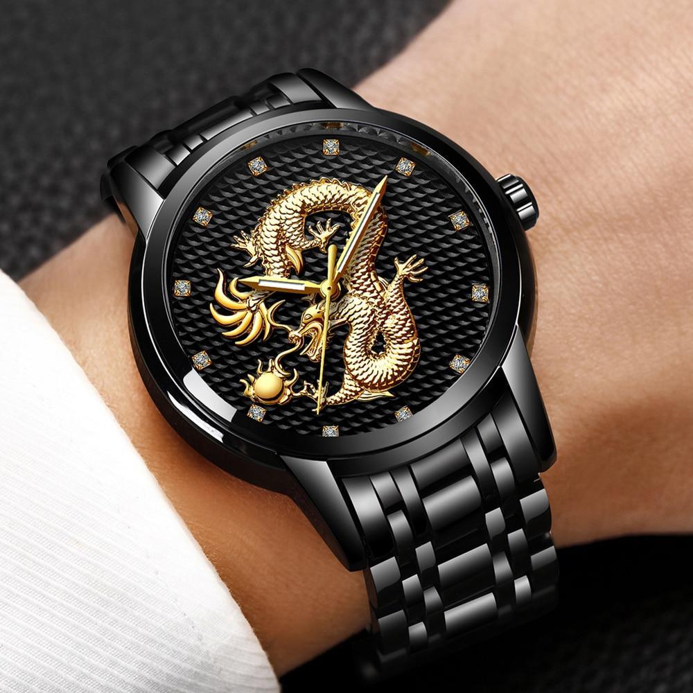 Men's Waterproof Watch With 3D Dragon Design Excellent Look Perfect Gift For Your Man