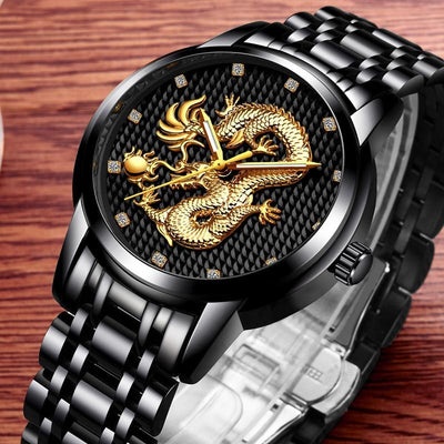 Men's Waterproof Watch With 3D Dragon Design Excellent Look Perfect Gift For Your Man