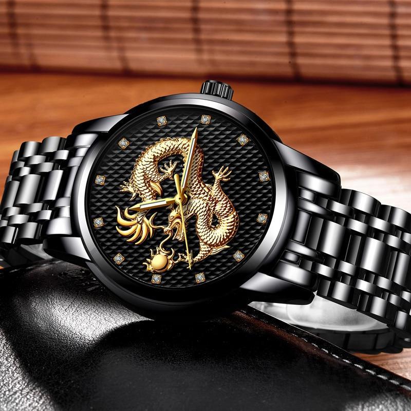 Men's Waterproof Watch With 3D Dragon Design Excellent Look Perfect Gift For Your Man