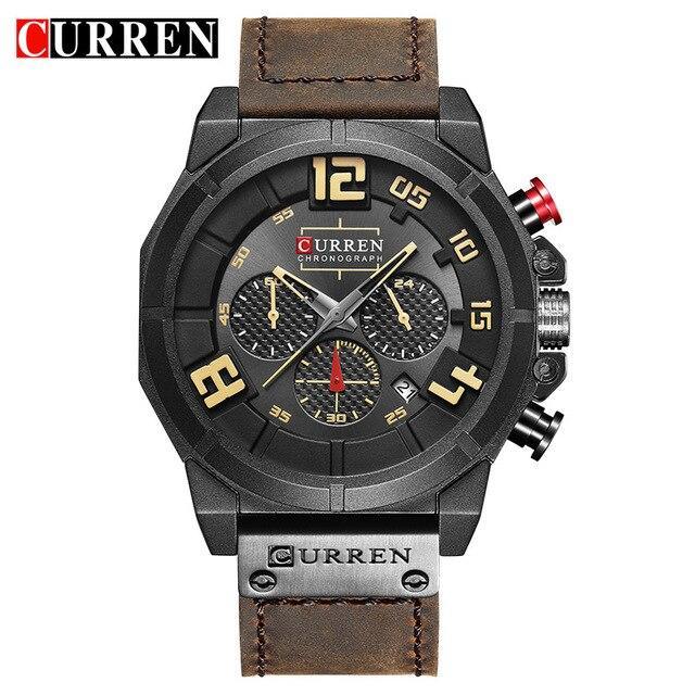 Men's Sport Waterproof Watch With Chronometers Large Numbers And Fluorescent Hands Perfect Gift For Your Man