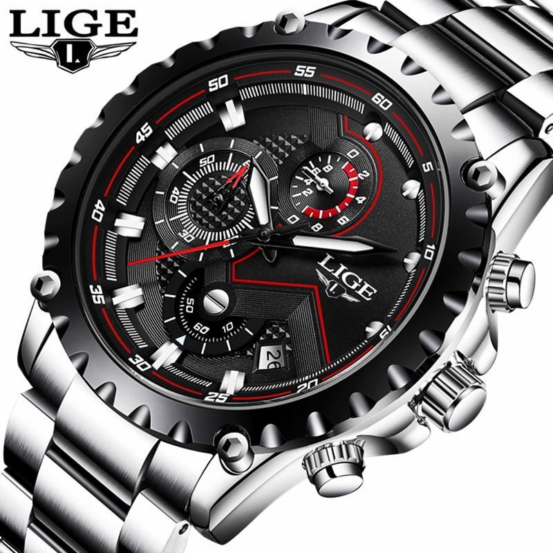 Men's Watch With Chronometers Day Display And Fluorescent Hands Unique Design Excellent Gift