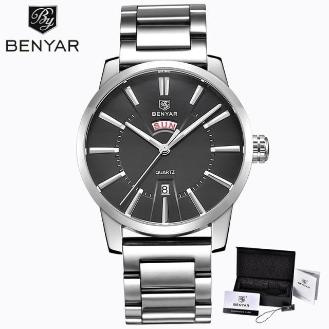 Business Fashion Men Watches Brown Luxury Military Leather Band Wristwatches Date Week Display Watch