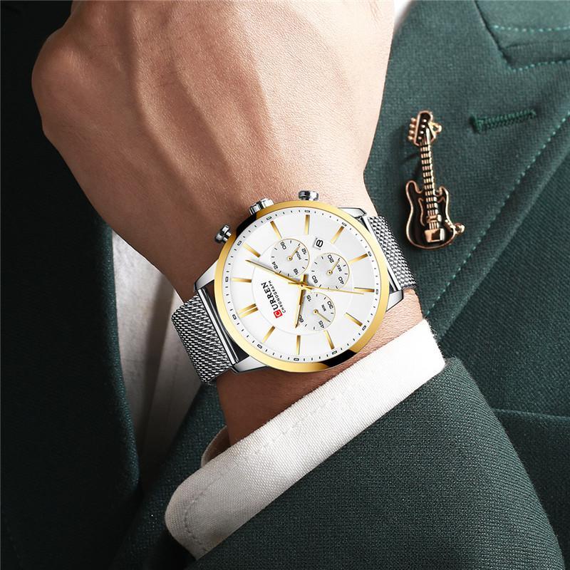 Unisex Elegant Stainless Steel Watch With Chronometer And Date Display Excellent Design Perfect Gift