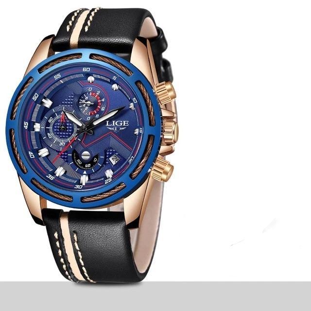 Waterproof Men's Sports Watch With Leather Transparent Belts, Chronometers Day View Perfect Gift