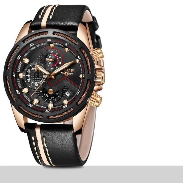 Waterproof Men's Sports Watch With Leather Transparent Belts, Chronometers Day View Perfect Gift