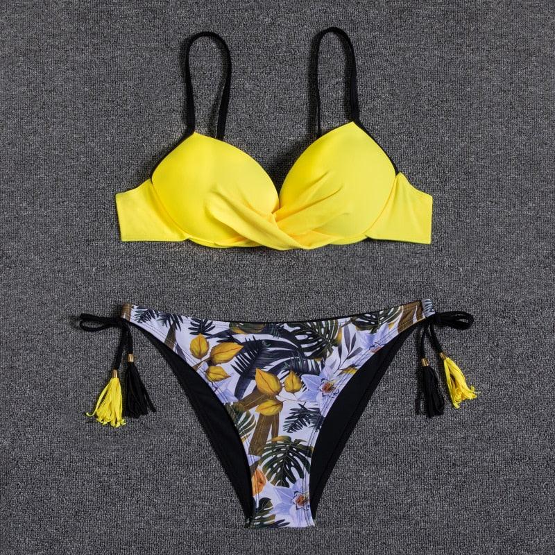Push Up Bikinis 2022 New Swimwear Women's Bikini Swimsuits Floral Printed Bathing Suits for Women 2 Piece Bikini Women Floral Print Bikini Sets Swimsuit Beach Wear Bathing Suit Female Two Pieces