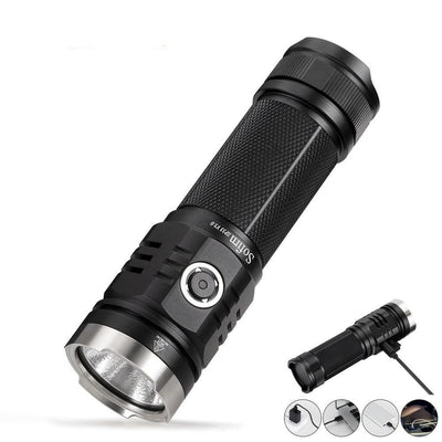 Rechargeable Adjustable Flashlight High Lumen Powerful Waterproof Portable Cree USB LED Super Bright Flashlight Pocket Size Torch Light For Camping Hiking Riding