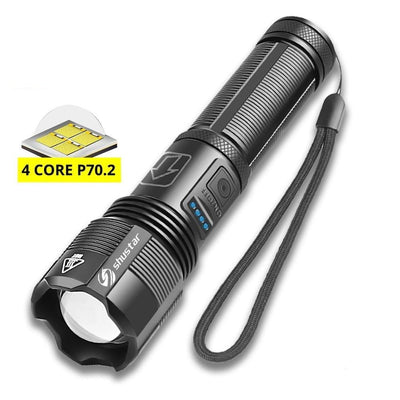 Rechargeable Adjustable Led Flashlights With High Lumen With Battery Display Super Bright Waterproof Flashlight 5 Lighting Modes For Adventure Hiking Camping Hunting New Design