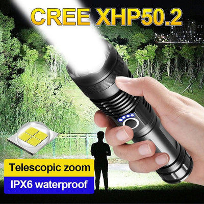Rechargeable LED Flashlights High Lumens Waterproof Zoomable Super Bright Tactical Flashlight Powerful USB LED CREE Flashlight Hand Lamp For Hiking Camping Household Outdoor Sport