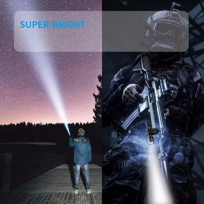 Rechargeable LED Tactical Flashlights Waterproof Powerful High Lumen Super Bright Power LED Aluminum Flashlight For Hiking Outdoor Camping Fishing Jogging Running HouseholdPowerful Light