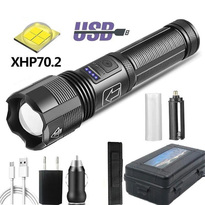 Rechargeable Tactical Flashlight USB LED High Quality Zoomable Torchlight High Lumen Super Bright Flashlight Waterproof Flashlight For Outdoor Best Camping Hiking Riding Flashlight