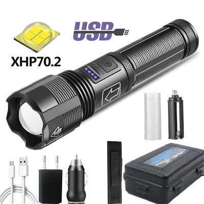 Rechargeable Tactical Flashlight USB LED High Quality Zoomable Torchlight High Lumen Super Bright Flashlight Waterproof Flashlight For Outdoor Best Camping Hiking Riding Flashlight